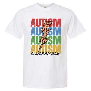 Autism Awareness Retro Cheetah Lightning Garment-Dyed Heavyweight T-Shirt