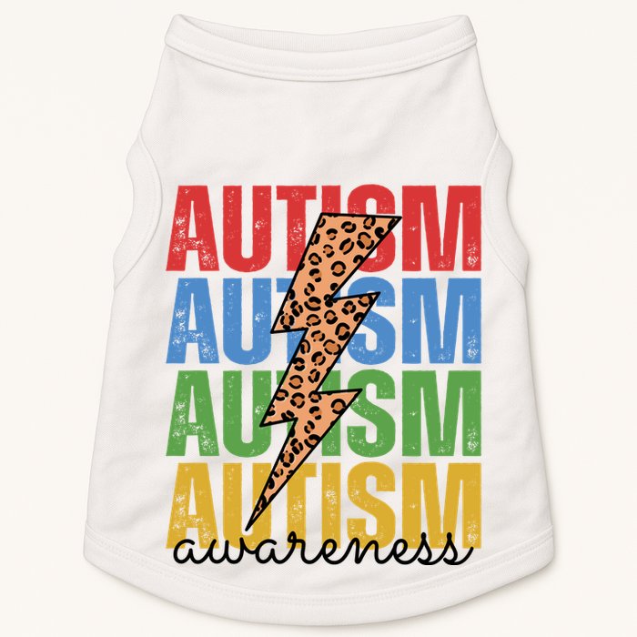 Autism Awareness Retro Cheetah Lightning Doggie Tank