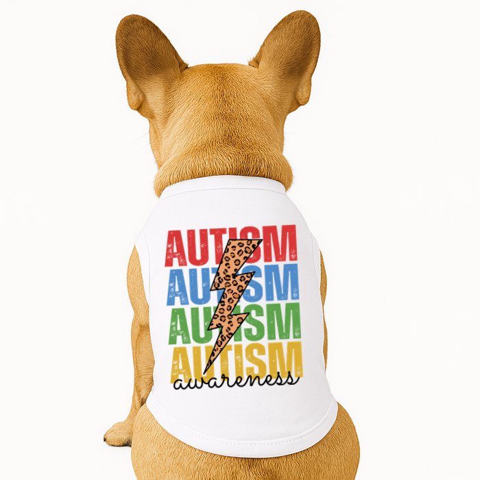 Autism Awareness Retro Cheetah Lightning Doggie Tank
