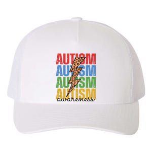 Autism Awareness Retro Cheetah Lightning Yupoong Adult 5-Panel Trucker Hat