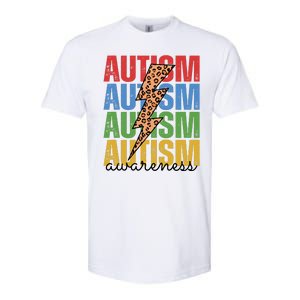 Autism Awareness Retro Cheetah Lightning Softstyle CVC T-Shirt