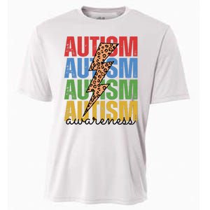 Autism Awareness Retro Cheetah Lightning Cooling Performance Crew T-Shirt