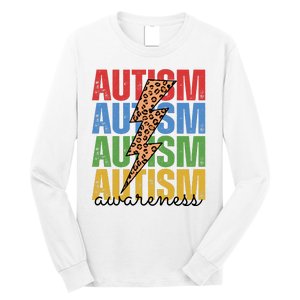 Autism Awareness Retro Cheetah Lightning Long Sleeve Shirt