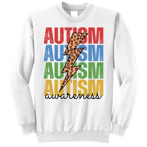 Autism Awareness Retro Cheetah Lightning Sweatshirt