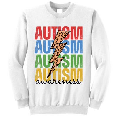 Autism Awareness Retro Cheetah Lightning Sweatshirt