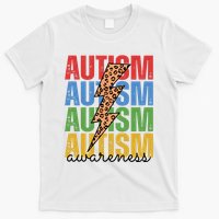 Autism Awareness Retro Cheetah Lightning T-Shirt