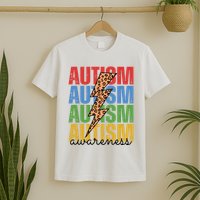 Autism Awareness Retro Cheetah Lightning T-Shirt