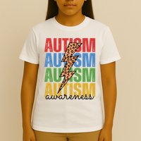 Autism Awareness Retro Cheetah Lightning T-Shirt
