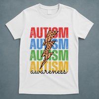 Autism Awareness Retro Cheetah Lightning T-Shirt