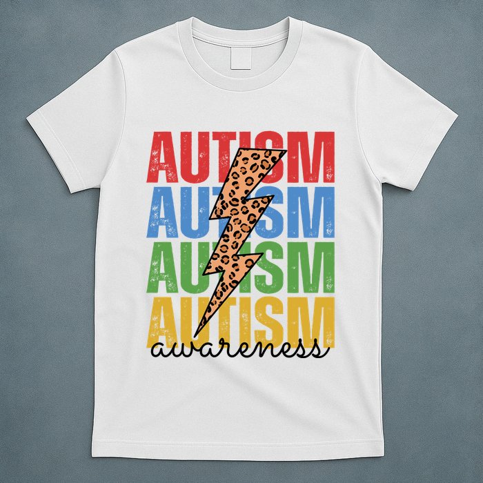 Autism Awareness Retro Cheetah Lightning T-Shirt
