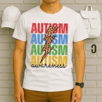 Autism Awareness Retro Cheetah Lightning T-Shirt