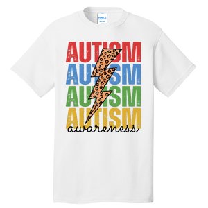 Autism Awareness Retro Cheetah Lightning Tall T-Shirt