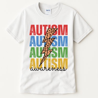 Autism Awareness Retro Cheetah Lightning Tall T-Shirt