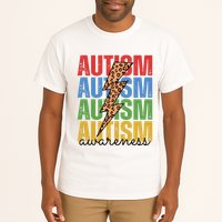 Autism Awareness Retro Cheetah Lightning Tall T-Shirt