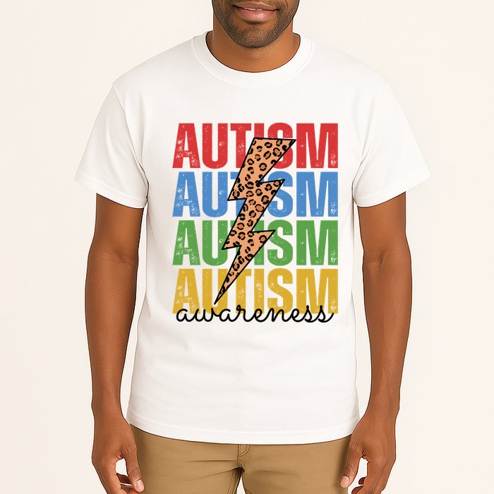 Autism Awareness Retro Cheetah Lightning Tall T-Shirt