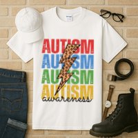 Autism Awareness Retro Cheetah Lightning Tall T-Shirt