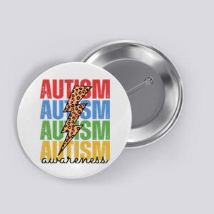 Autism Awareness Retro Cheetah Lightning Button