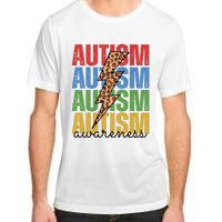 Autism Awareness Retro Cheetah Lightning Adult ChromaSoft Performance T-Shirt