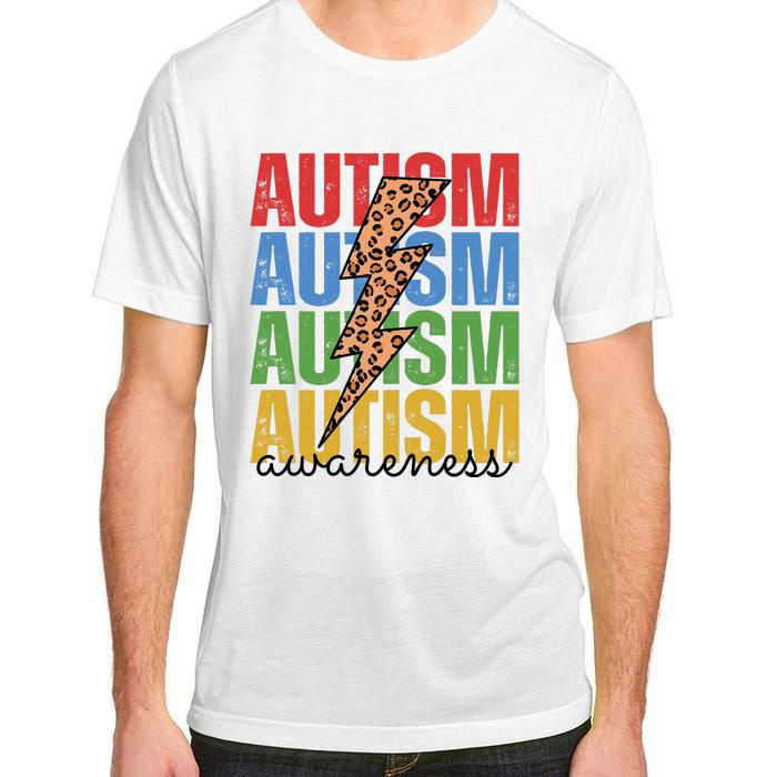 Autism Awareness Retro Cheetah Lightning Adult ChromaSoft Performance T-Shirt