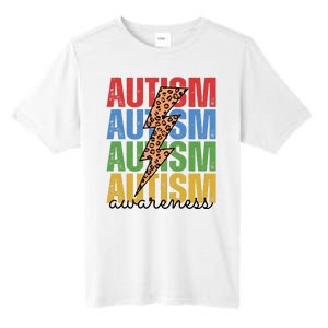 Autism Awareness Retro Cheetah Lightning Tall Fusion ChromaSoft Performance T-Shirt