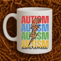 Autism Awareness Retro Cheetah Lightning Mug
