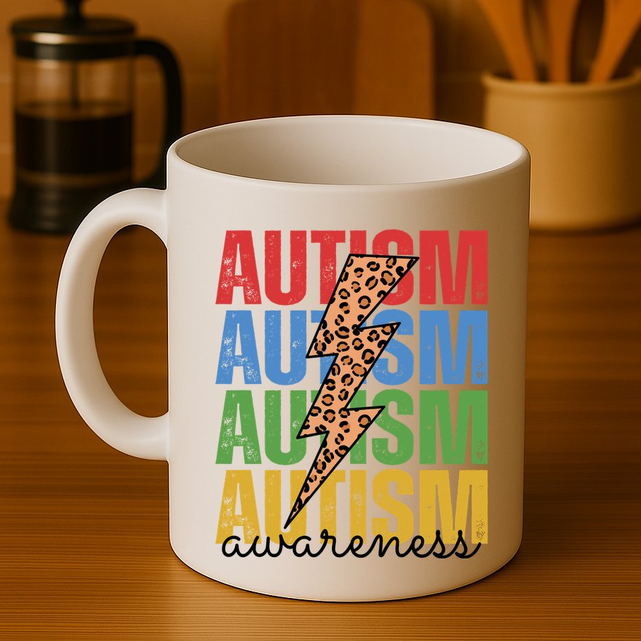Autism Awareness Retro Cheetah Lightning Mug