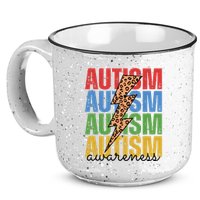 Autism Awareness Retro Cheetah Lightning 15oz Campfire Ceramic Mug