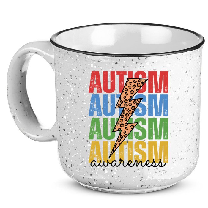 Autism Awareness Retro Cheetah Lightning 15oz Campfire Ceramic Mug