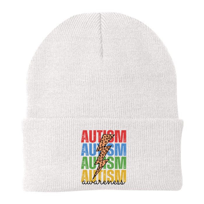 Autism Awareness Retro Cheetah Lightning Beanie