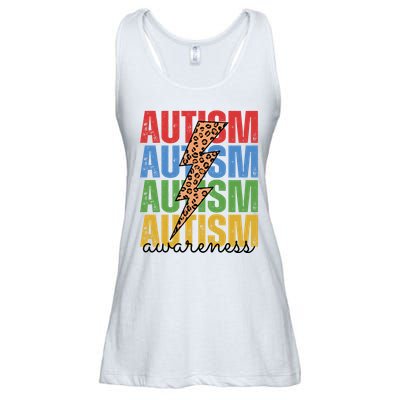 Autism Awareness Retro Cheetah Lightning Ladies Essential Flowy Tank