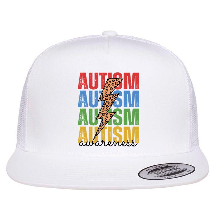 Autism Awareness Retro Cheetah Lightning Flatbill Hat