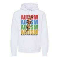 Autism Awareness Retro Cheetah Lightning Premium Hoodie