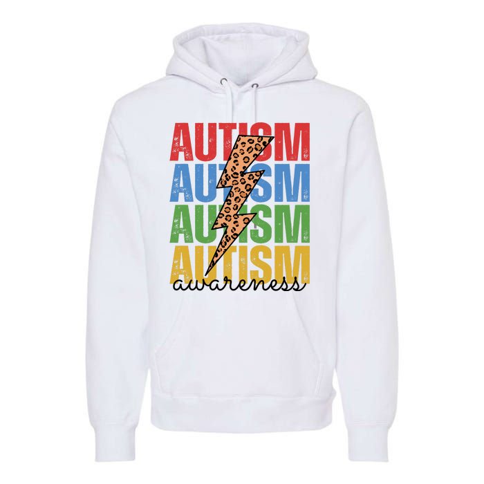 Autism Awareness Retro Cheetah Lightning Premium Hoodie