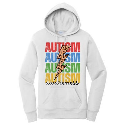 Autism Awareness Retro Cheetah Lightning Women's Pullover Hoodie