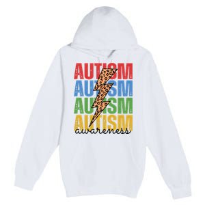 Autism Awareness Retro Cheetah Lightning Premium Pullover Hoodie