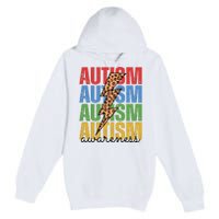 Autism Awareness Retro Cheetah Lightning Premium Pullover Hoodie