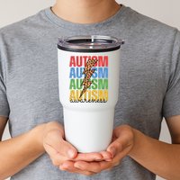 Autism Awareness Retro Cheetah Lightning Tumbler