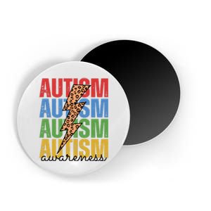 Autism Awareness Retro Cheetah Lightning Magnet