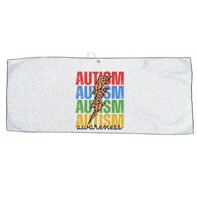 Autism Awareness Retro Cheetah Lightning Large Microfiber Waffle Golf Towel