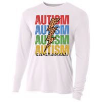 Autism Awareness Retro Cheetah Lightning Cooling Performance Long Sleeve Crew