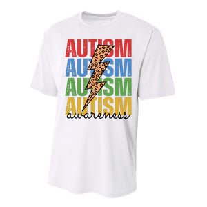 Autism Awareness Retro Cheetah Lightning Performance Sprint T-Shirt