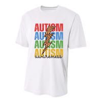 Autism Awareness Retro Cheetah Lightning Youth Performance Sprint T-Shirt