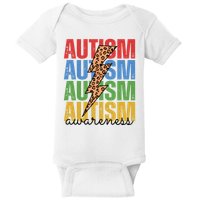 Autism Awareness Retro Cheetah Lightning Baby Bodysuit