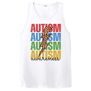 Autism Awareness Retro Cheetah Lightning PosiCharge Competitor Tank