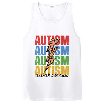 Autism Awareness Retro Cheetah Lightning PosiCharge Competitor Tank