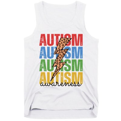 Autism Awareness Retro Cheetah Lightning Tank Top