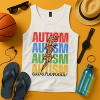 Autism Awareness Retro Cheetah Lightning Tank Top