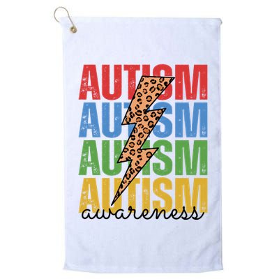 Autism Awareness Retro Cheetah Lightning Golf Towel