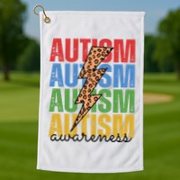 Autism Awareness Retro Cheetah Lightning Golf Towel