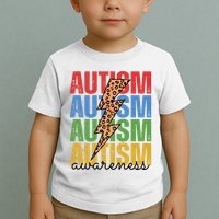 Autism Awareness Retro Cheetah Lightning Toddler T-Shirt
